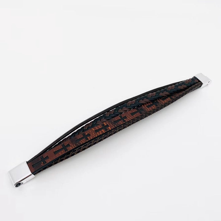 'Cross' Vegan Leather Bracelet  - Large