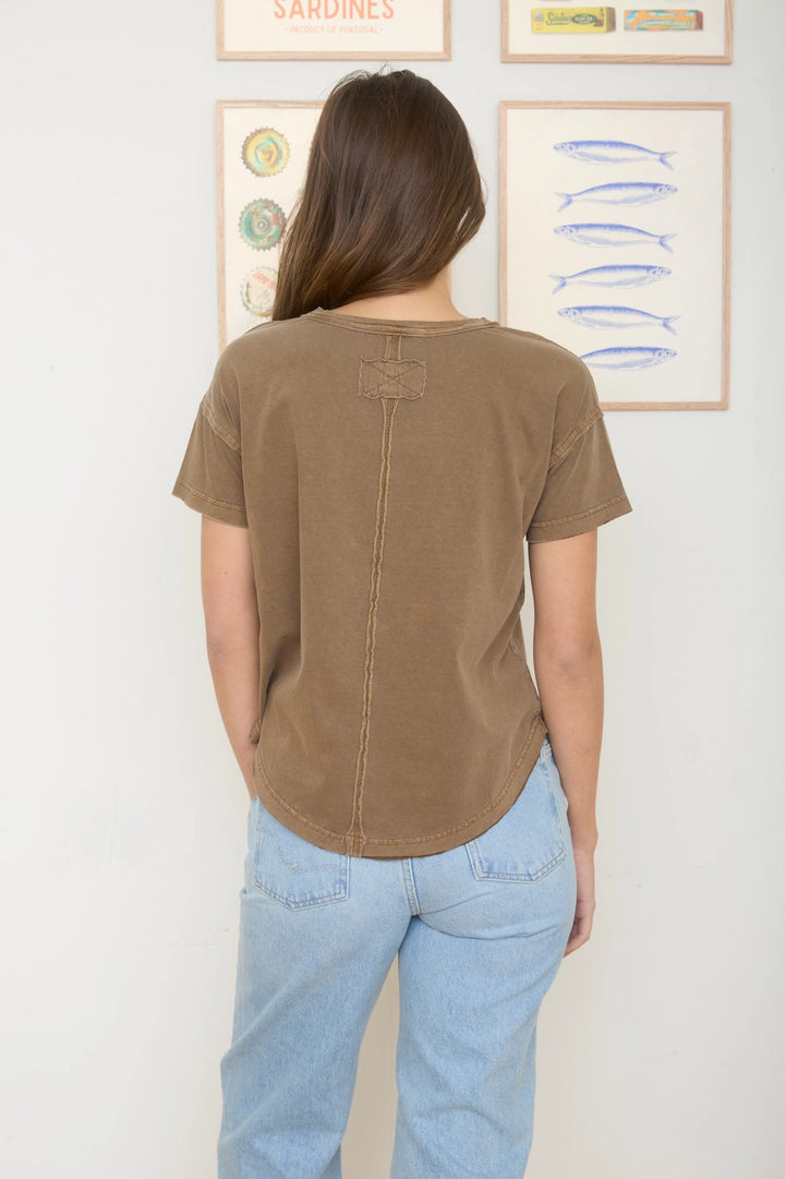 Exposed Seam Short Sleeve Top