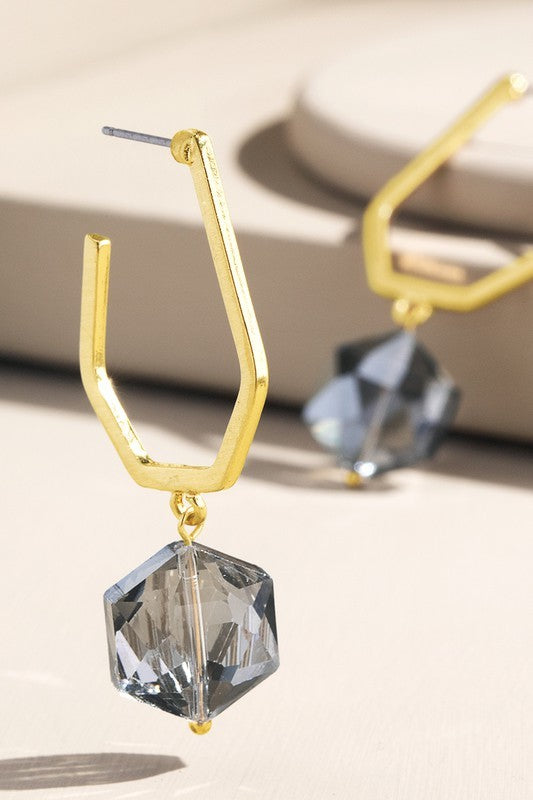 Hexagon Stone Drop Dangle