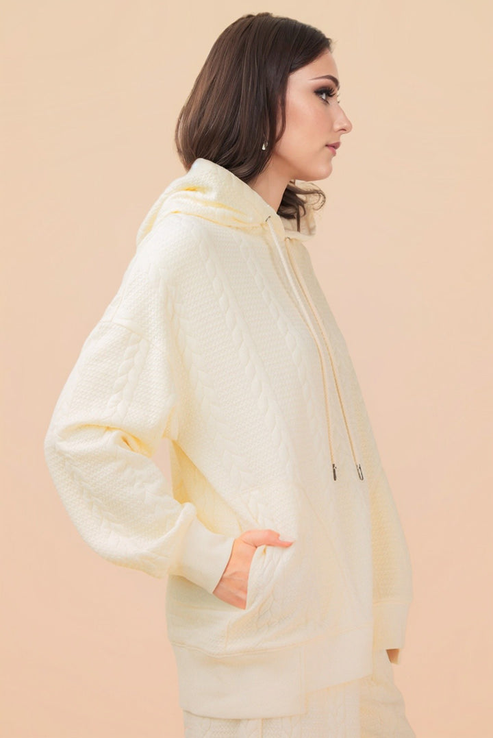 Cable Knit Textured Hoodie