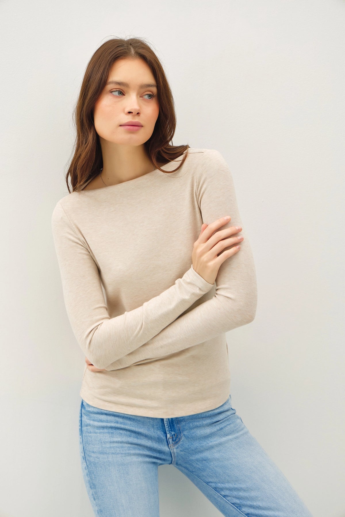 Soft Boat Neck Longsleeve Top