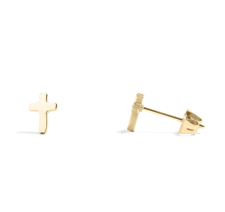 18K Gold Cross Studs