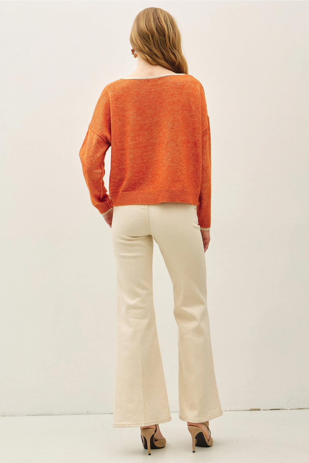 Contrast Boat Neck Sweater