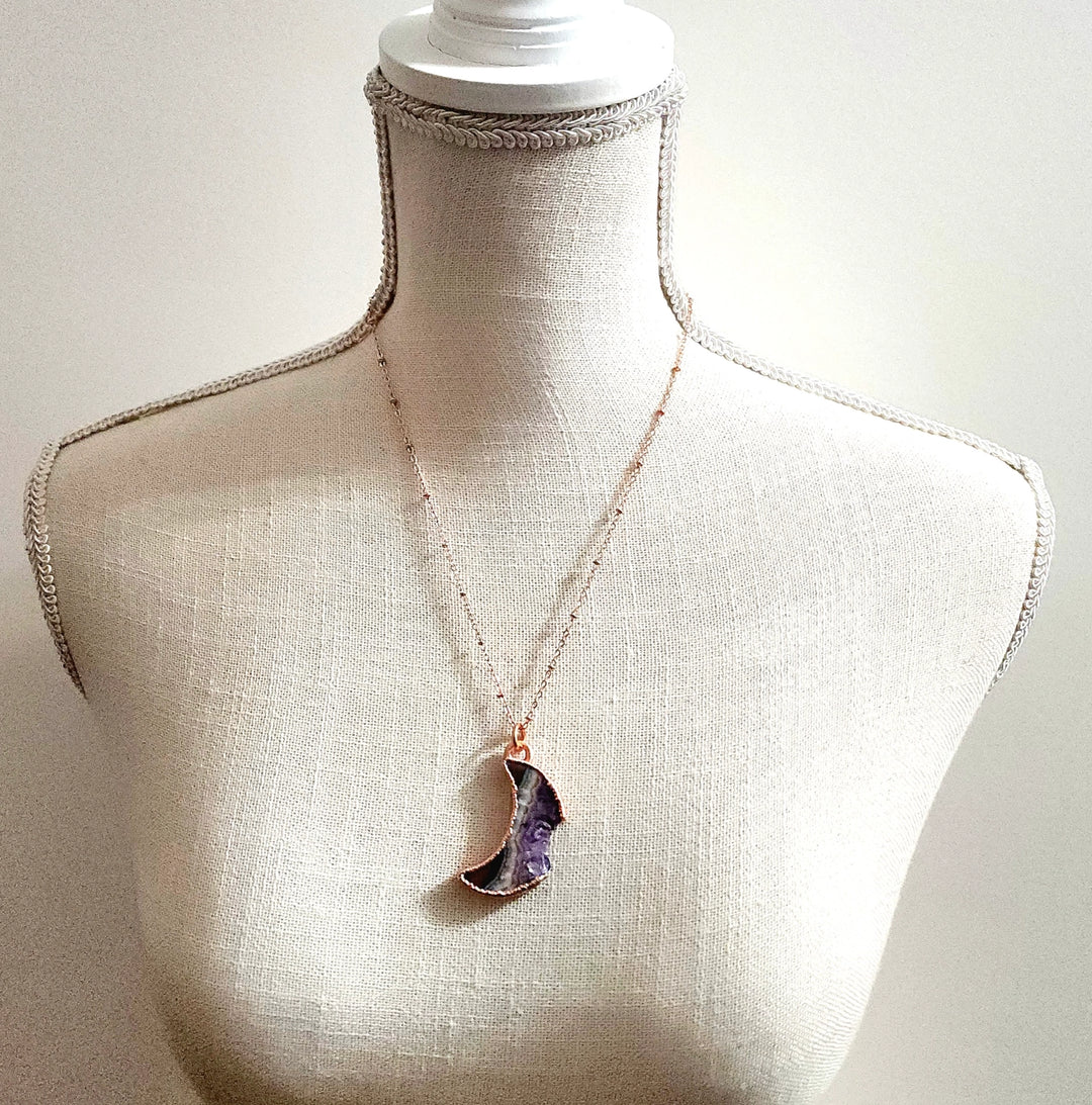 Waxing + Waning Amethyst Moon Necklace