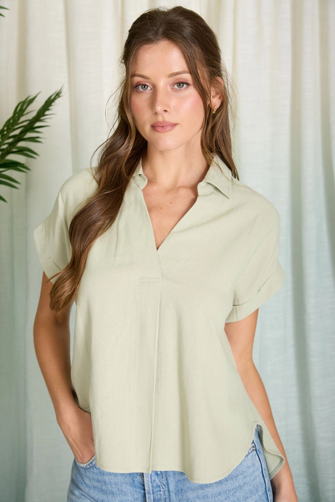 Collared Short Sleeve Top