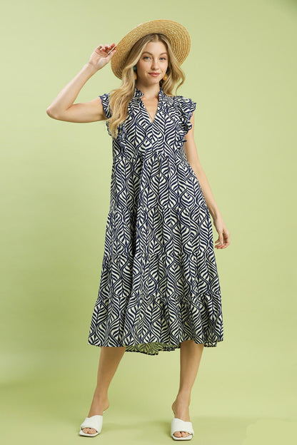 Tiered Leaf Design Dress