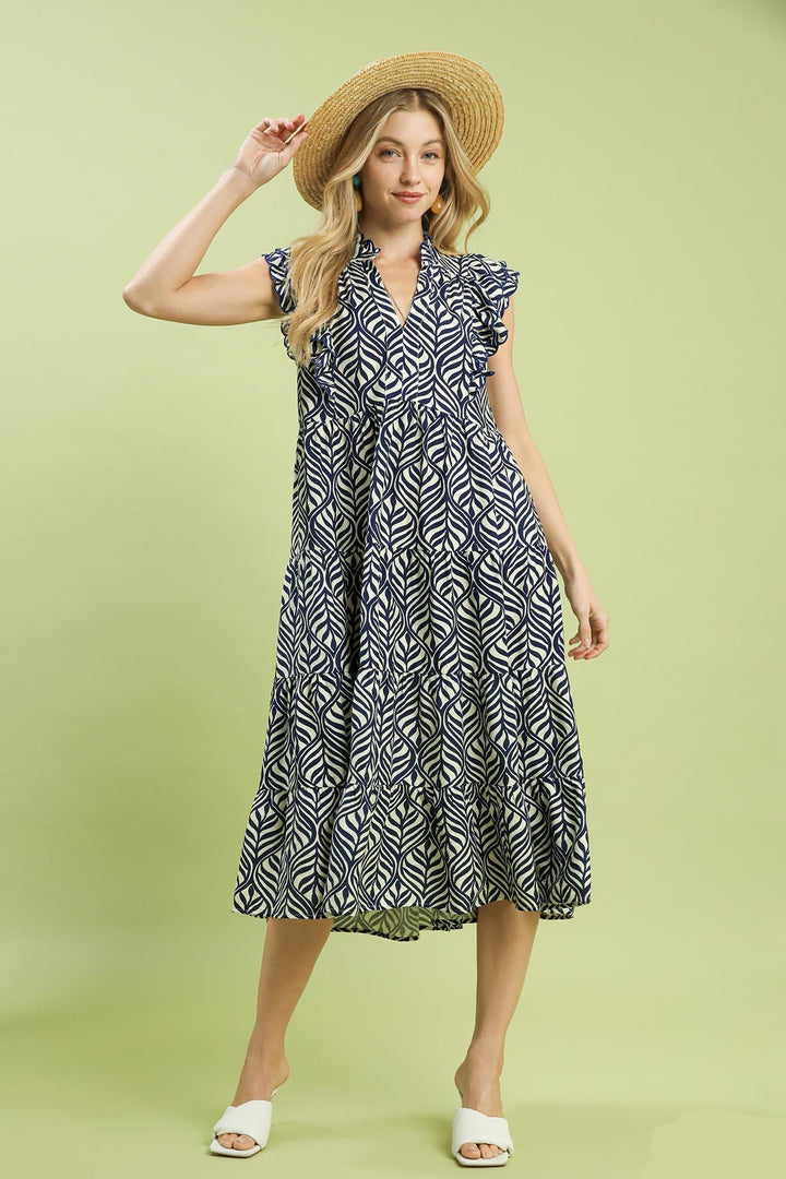 Tiered Leaf Design Dress