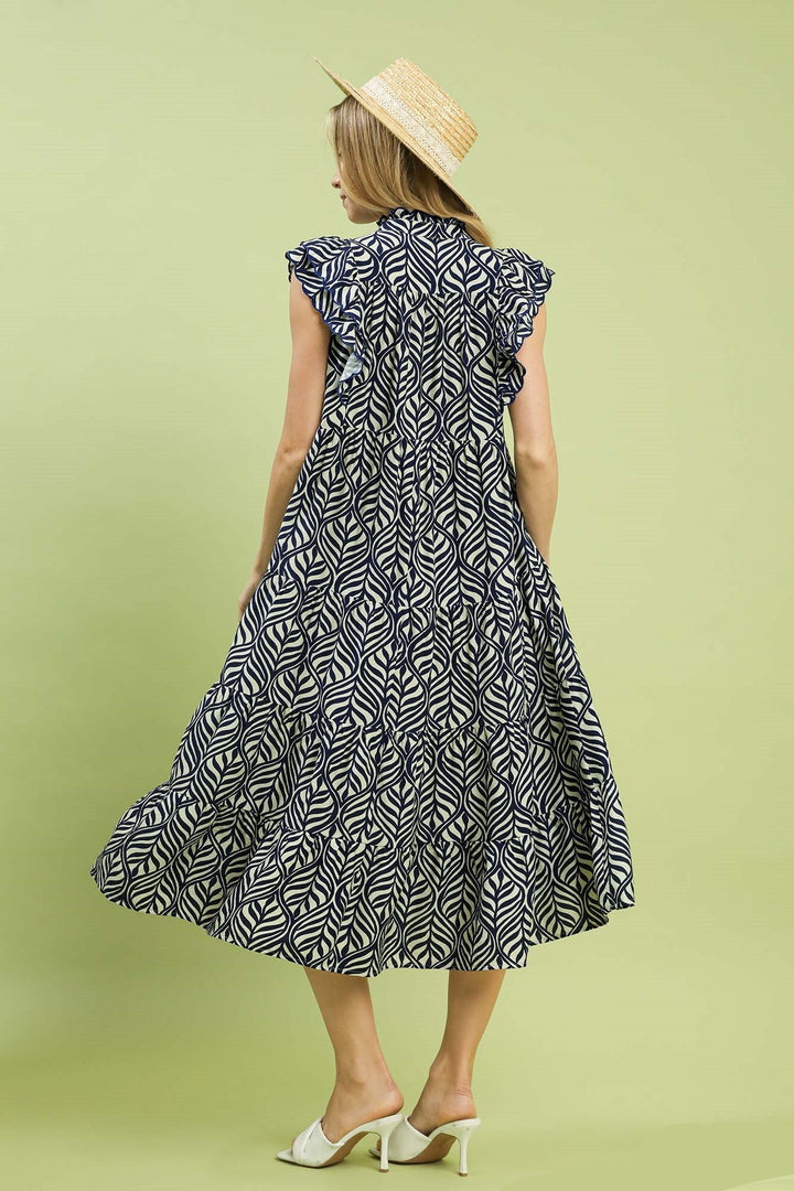 Tiered Leaf Design Dress
