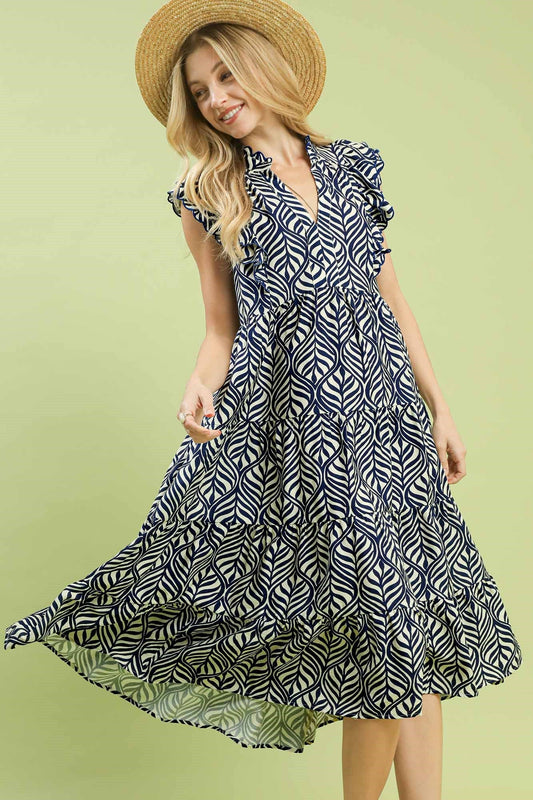 Tiered Leaf Design Dress