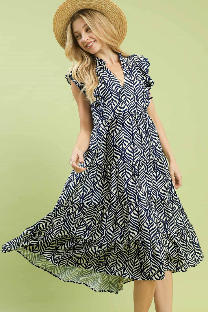 Tiered Leaf Design Dress