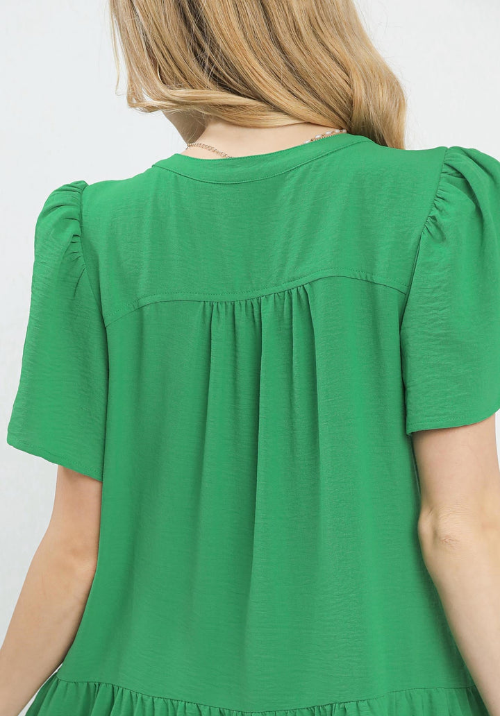 Tiered V-Neck Babydoll Dress