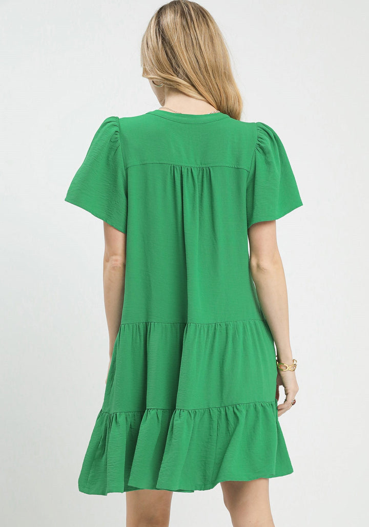 Tiered V-Neck Babydoll Dress