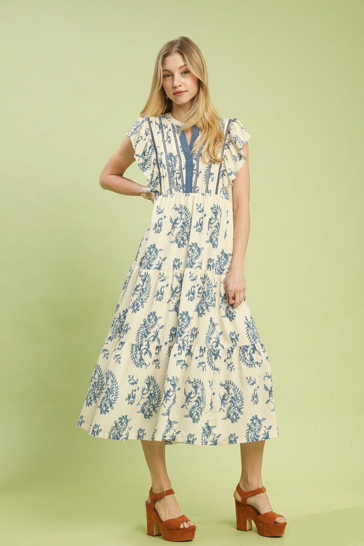 Paisley Print Midi Dress