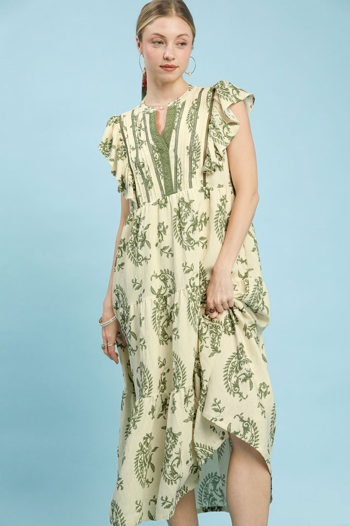 Paisley Print Midi Dress