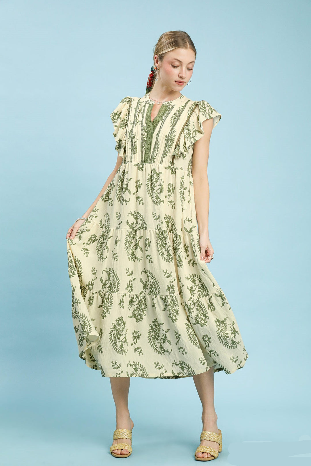 Paisley Print Midi Dress