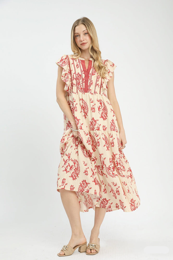 Paisley Print Midi Dress