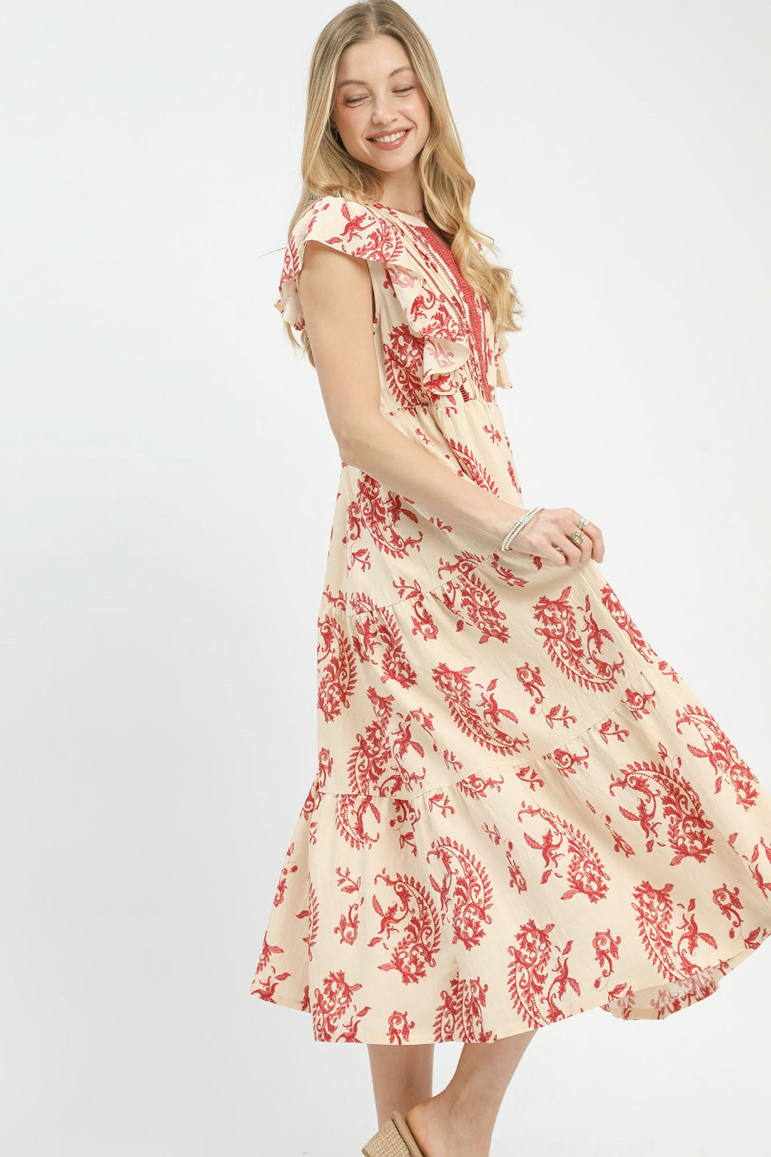 Paisley Print Midi Dress