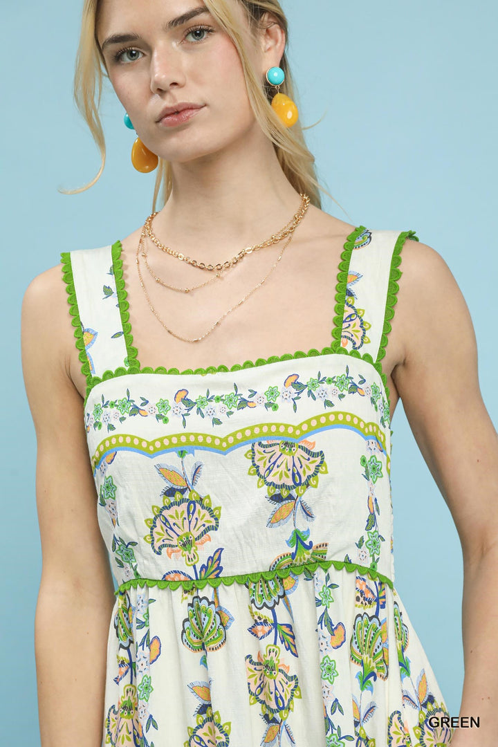 Scallop Trim Detail Midi Dress