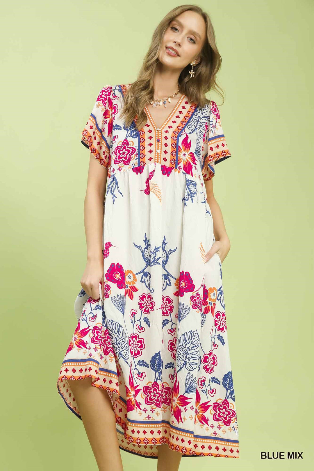 Boho Floral Midi Dress