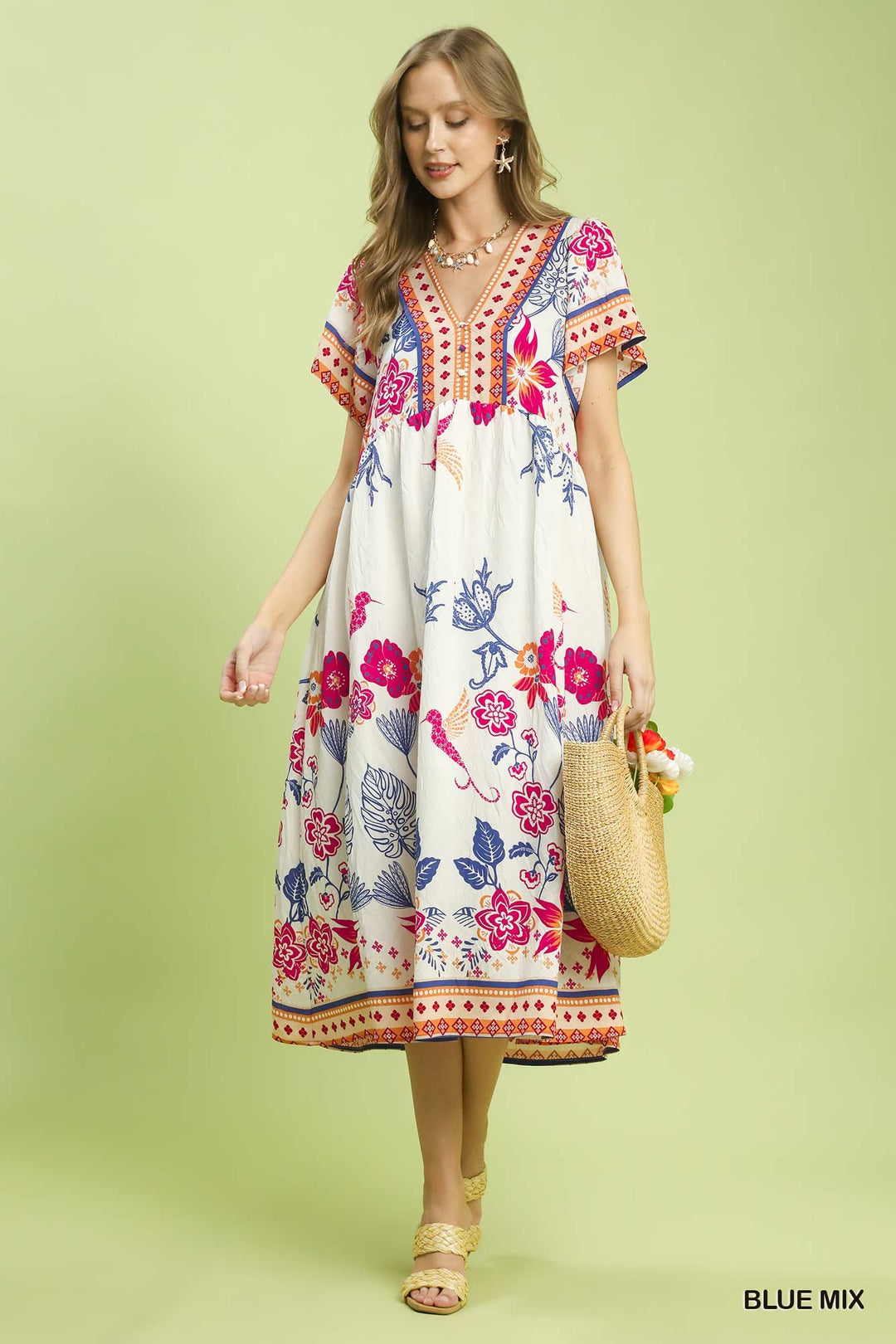 Boho Floral Midi Dress