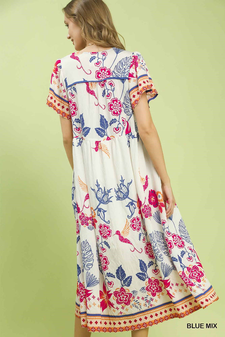 Boho Floral Midi Dress