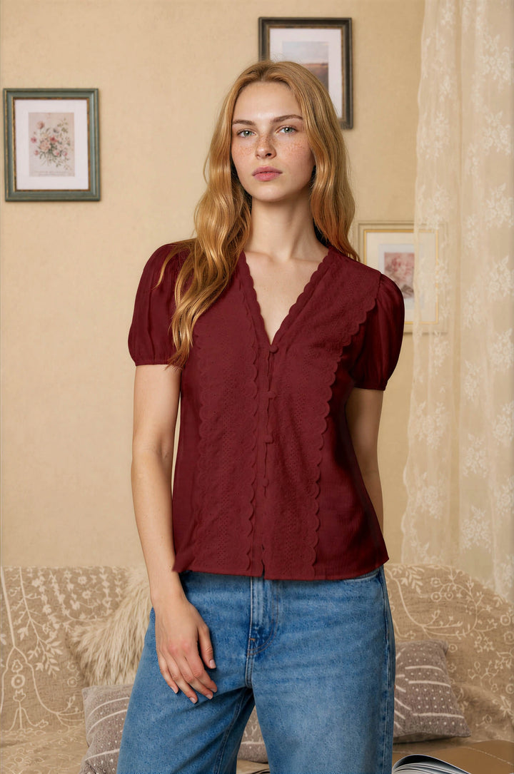 Lace Detail Short Sleeve Top