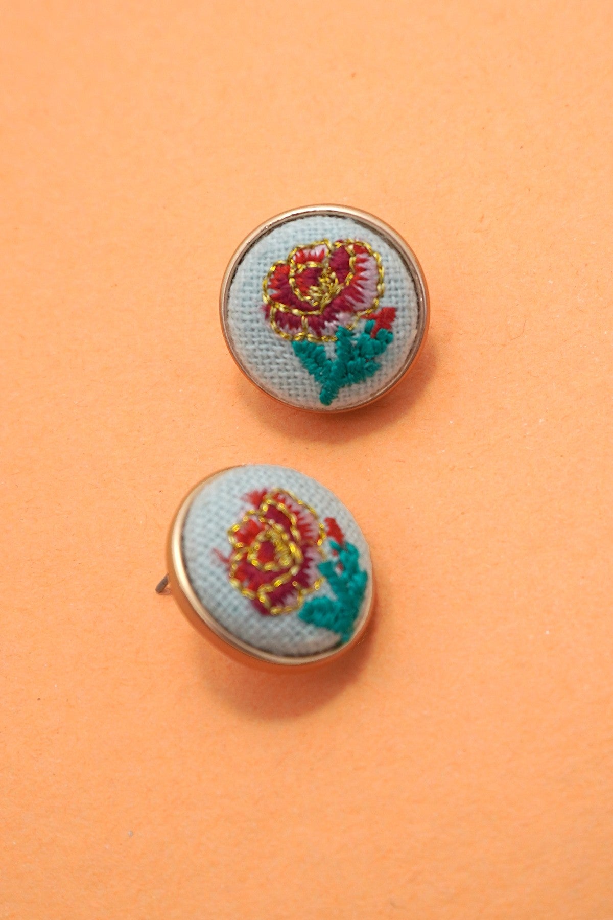 Embroidered Floral Studs
