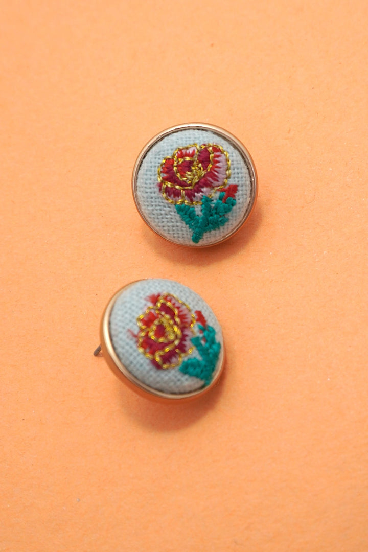 Embroidered Floral Studs