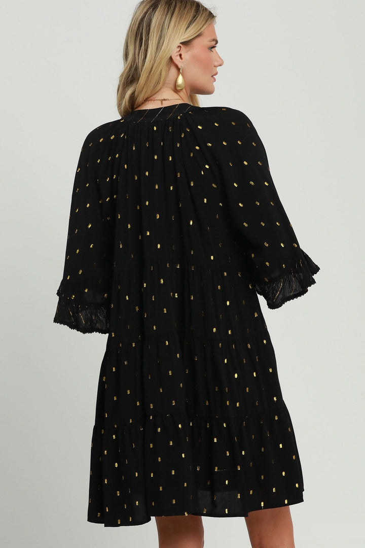 Metallic Dot Tiered Dress