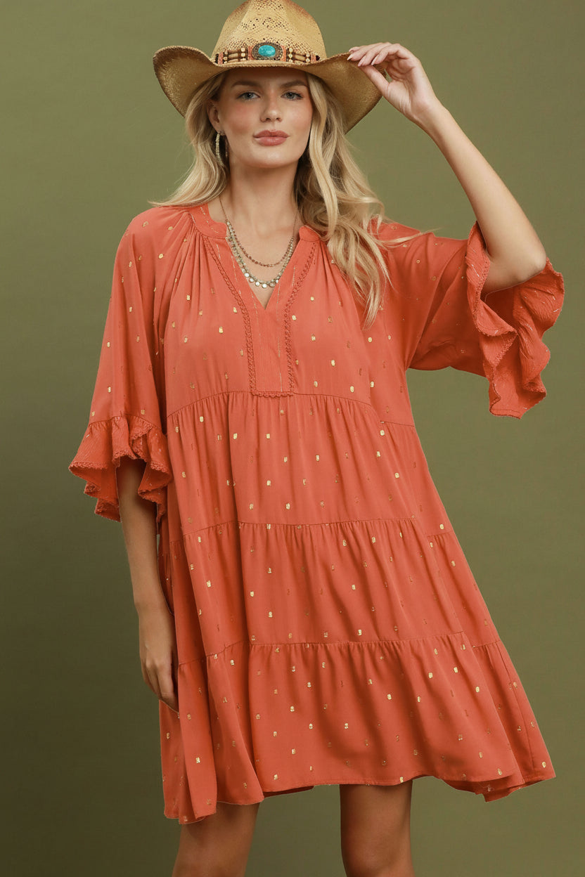 Metallic Dot Tiered Dress