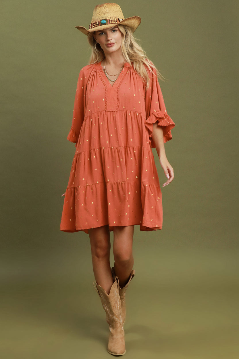 Metallic Dot Tiered Dress