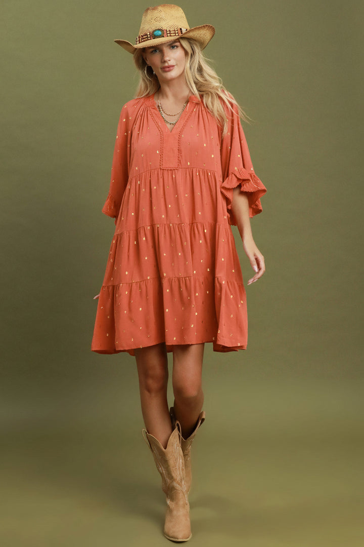 Metallic Dot Tiered Dress