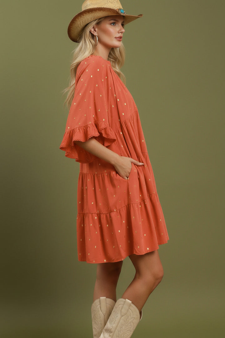 Metallic Dot Tiered Dress