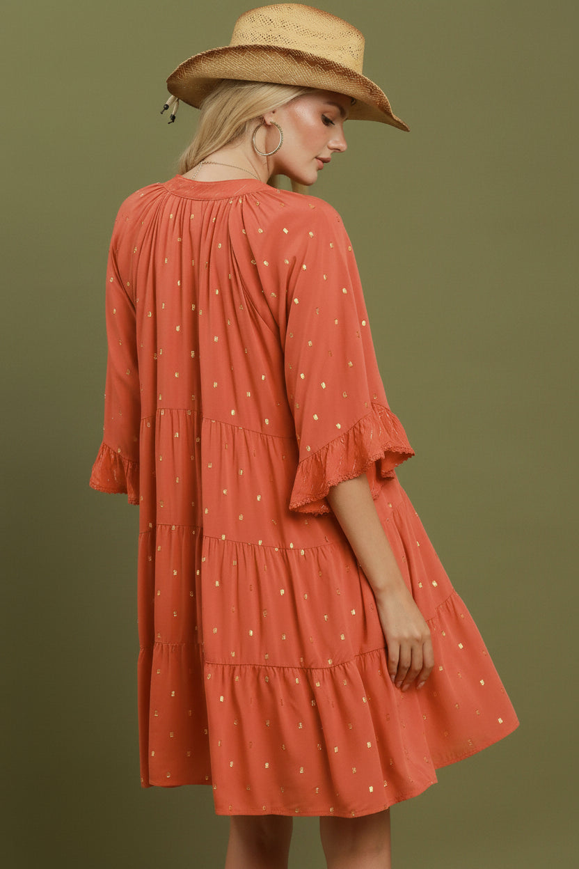 Metallic Dot Tiered Dress