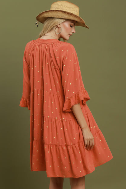 Metallic Dot Tiered Dress