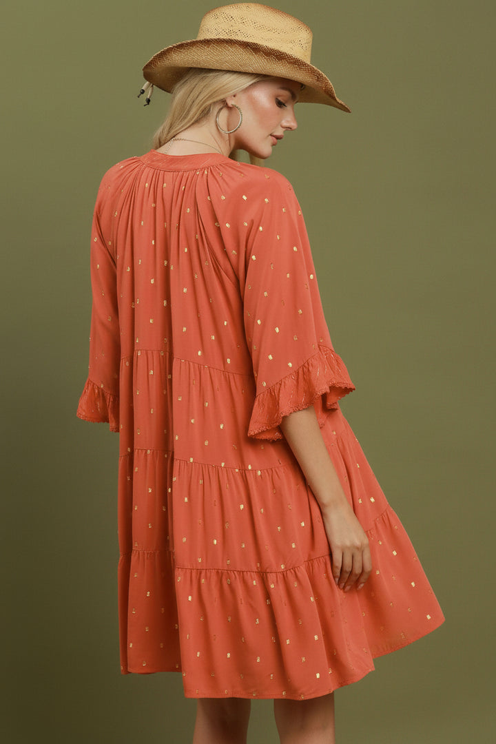 Metallic Dot Tiered Dress