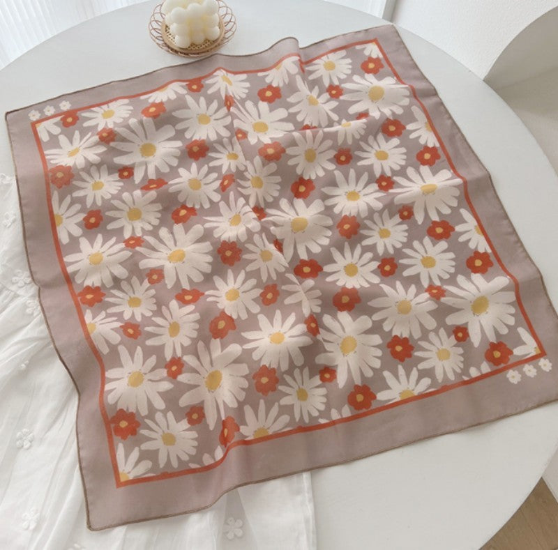 Orange Accent Daisy Scarf