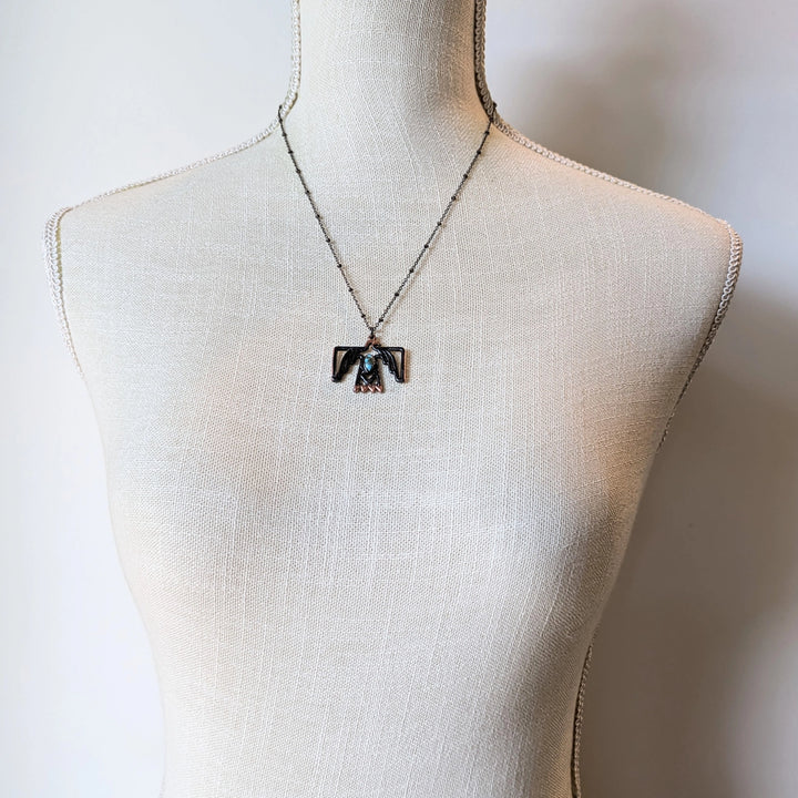 Gunmetal Thunderbird With Turquoise Necklace