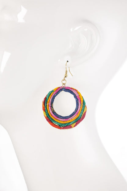 Wrapped Cotton Hoop Earrings