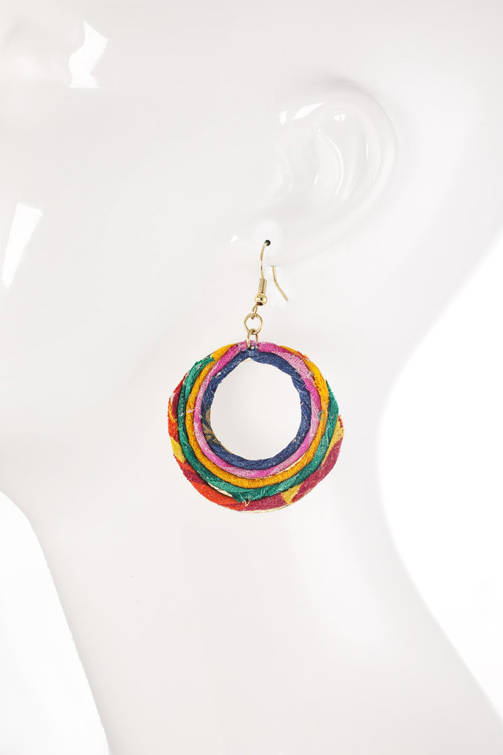 Wrapped Cotton Hoop Earrings