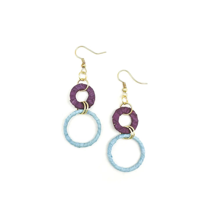 Sachi Raffia Earrings - Purple Small + Large Rings