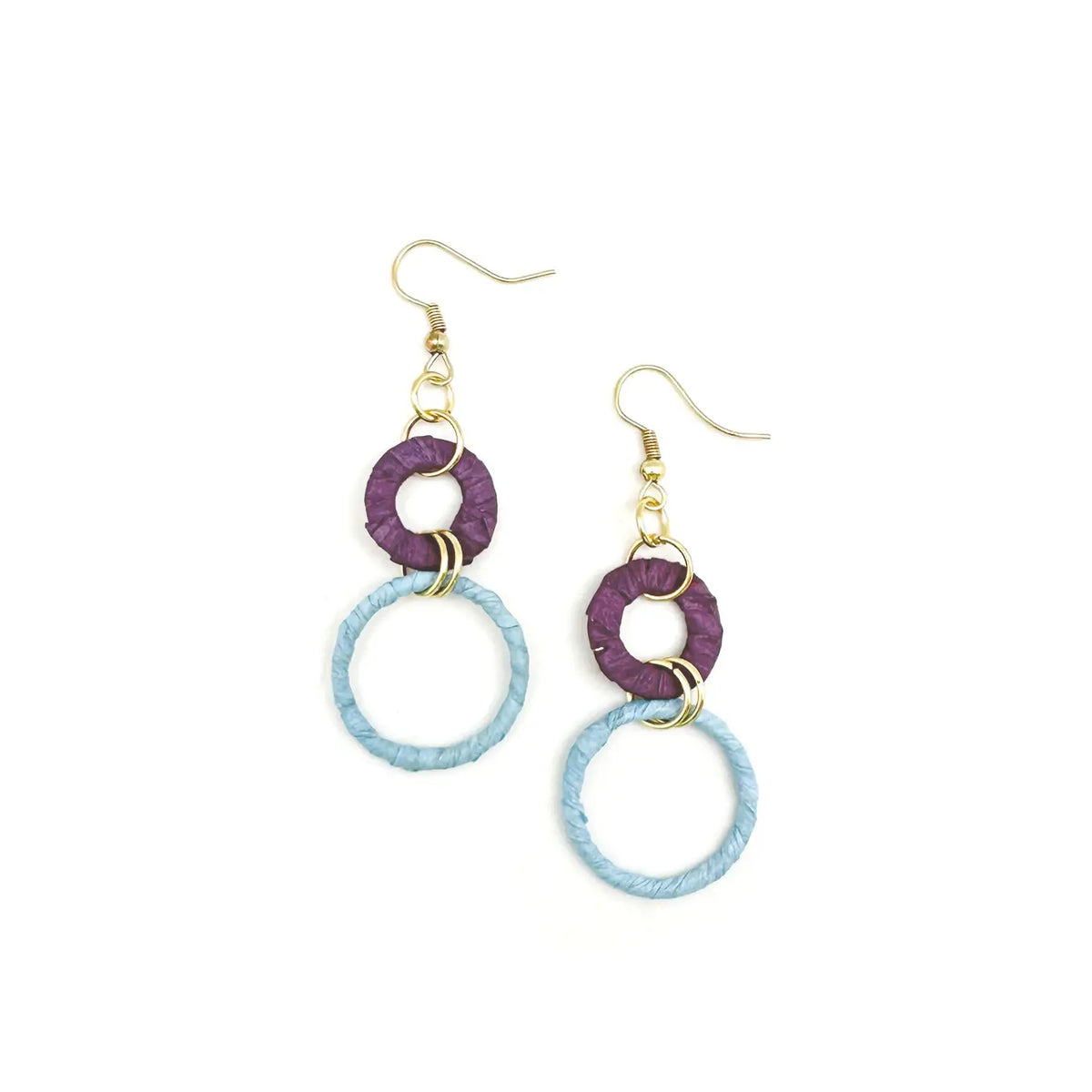 Sachi Raffia Earrings - Purple Small + Large Rings