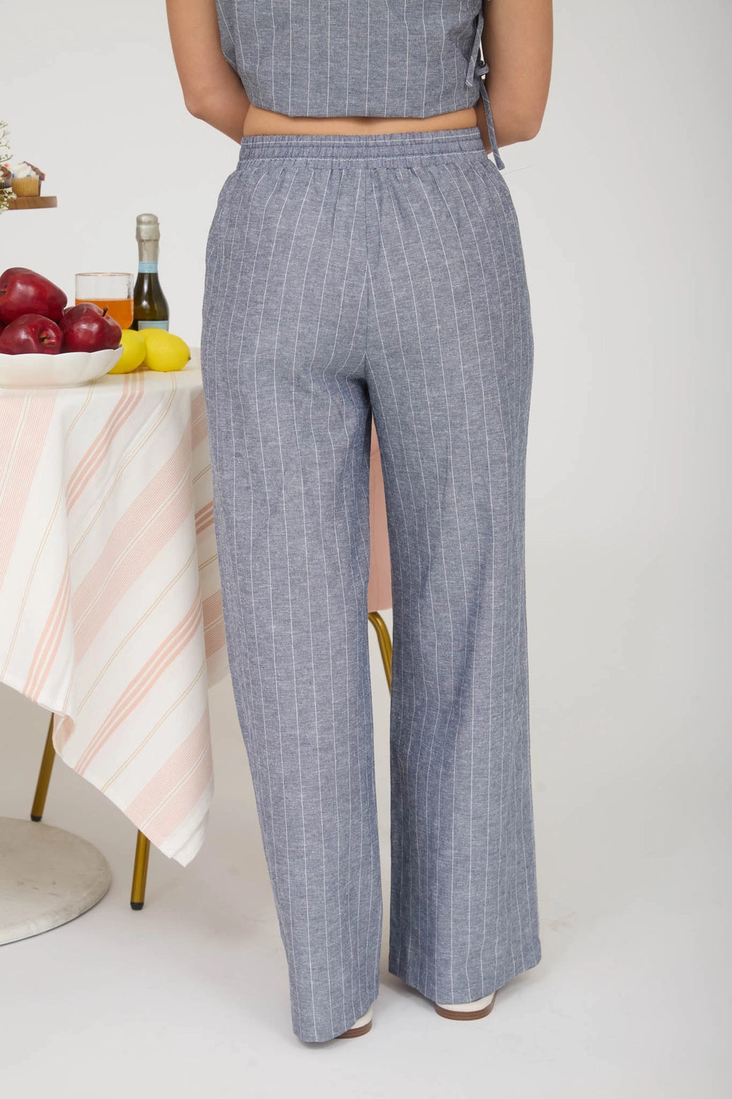 Striped Linen Drawstring Pants