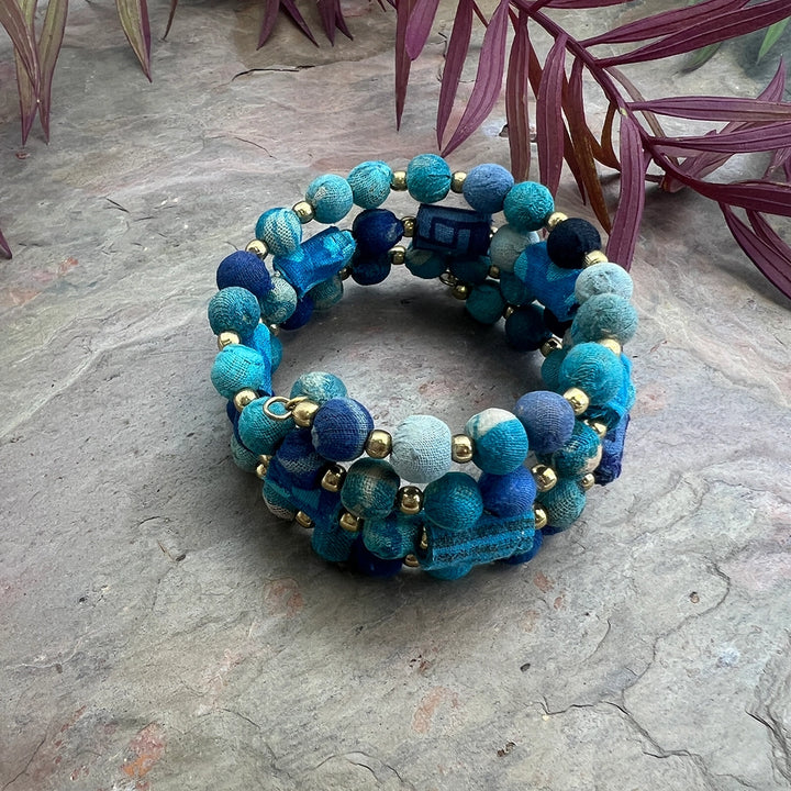 Aasha Color Coil Bracelet - Aqua