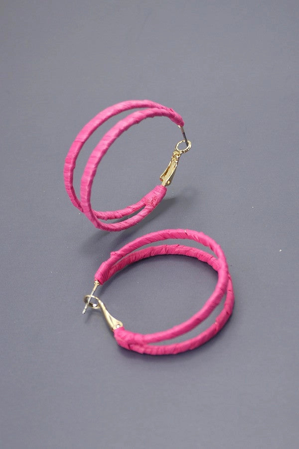 Raffia Wrap Double Hoop