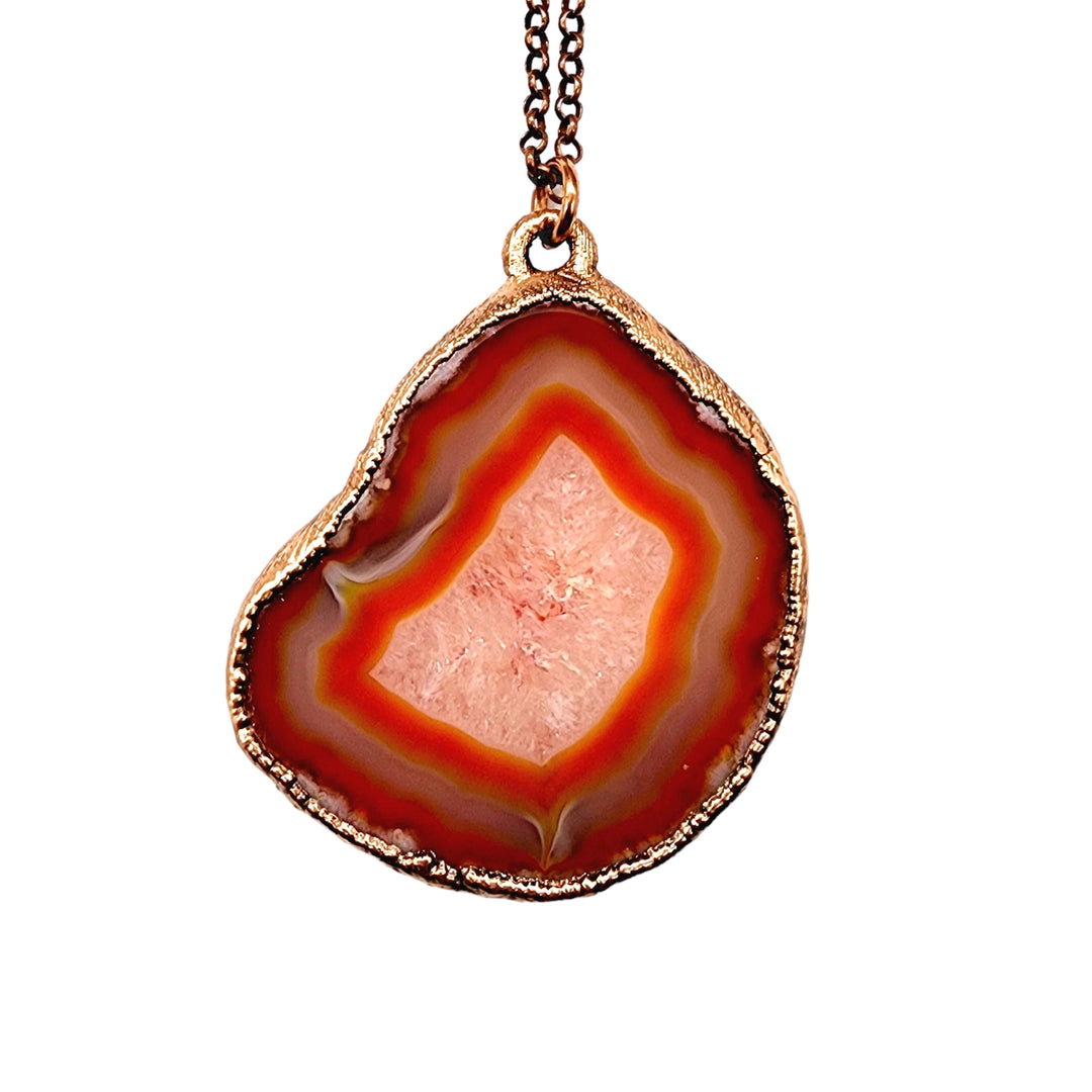 Copper + Orange Agate Slice Necklace