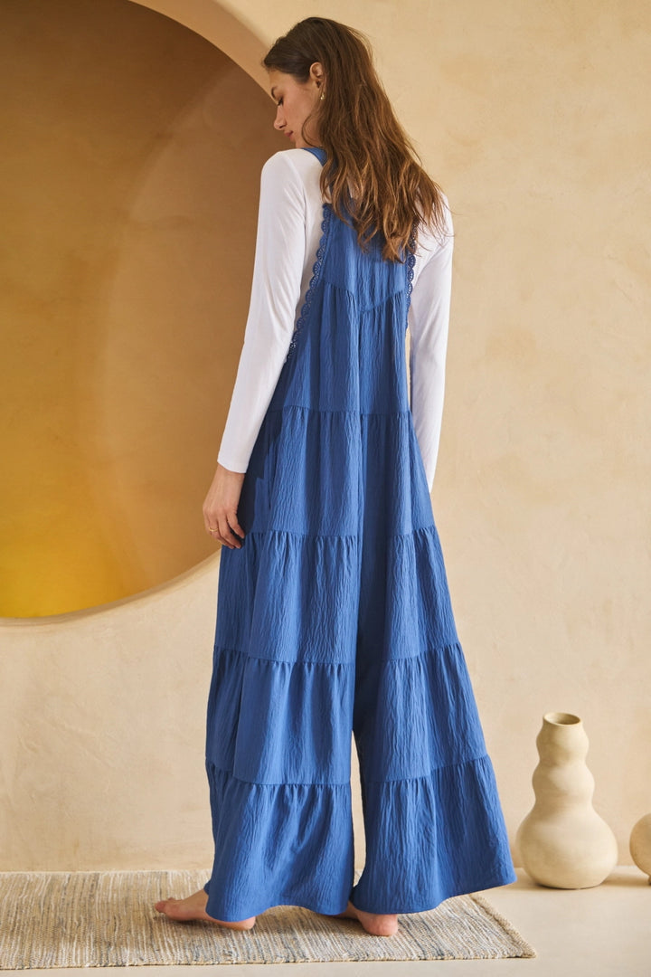 Lace Trim Solid Jumpsuit