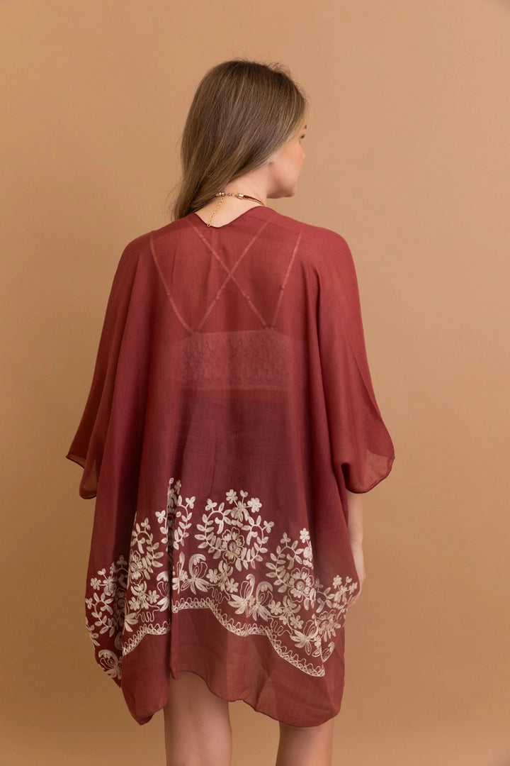 Floral Embroidered Kimono