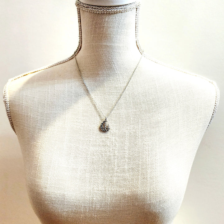 'Midnight Pines' Crescent Moon Pendant