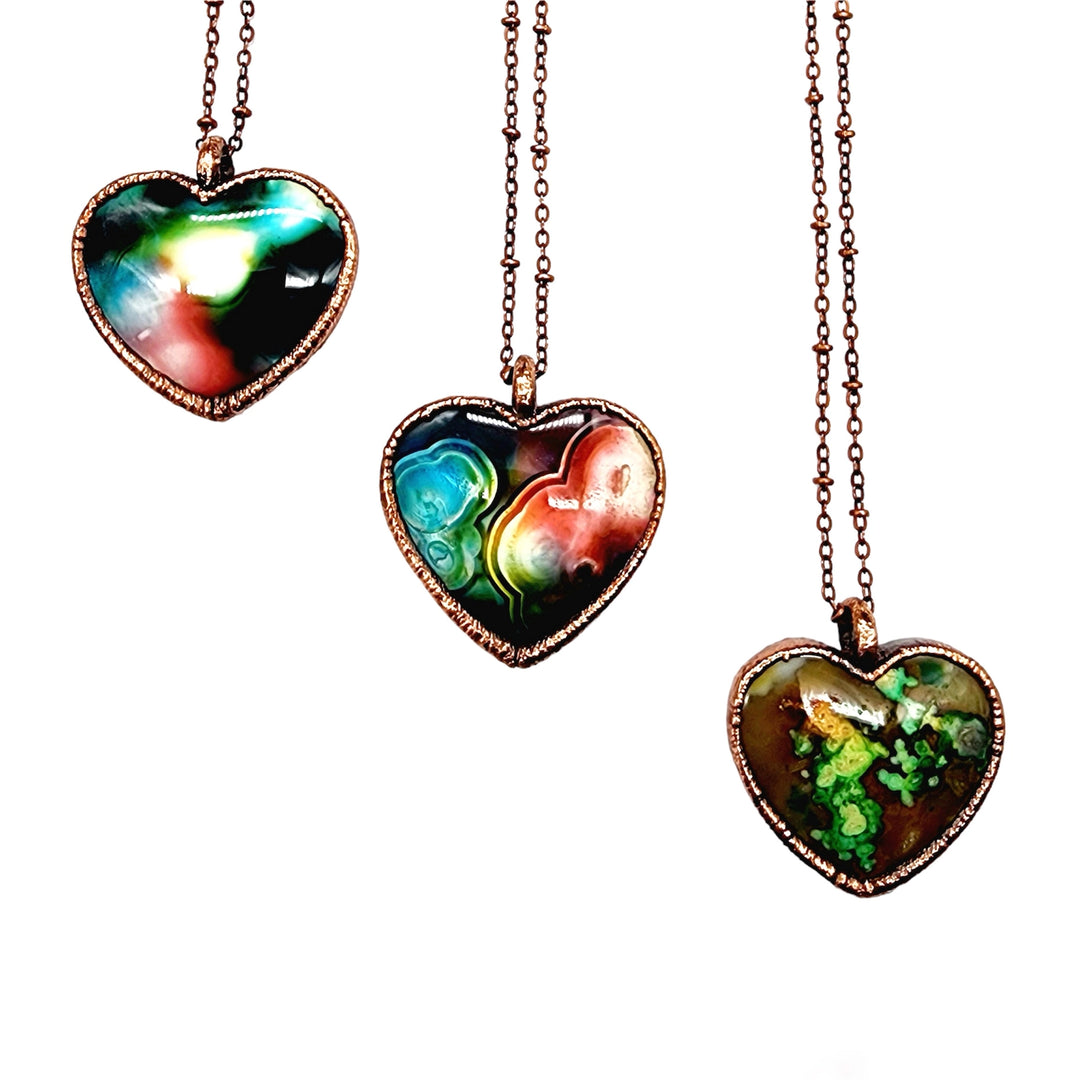 Rainbow Agate Heart Necklace